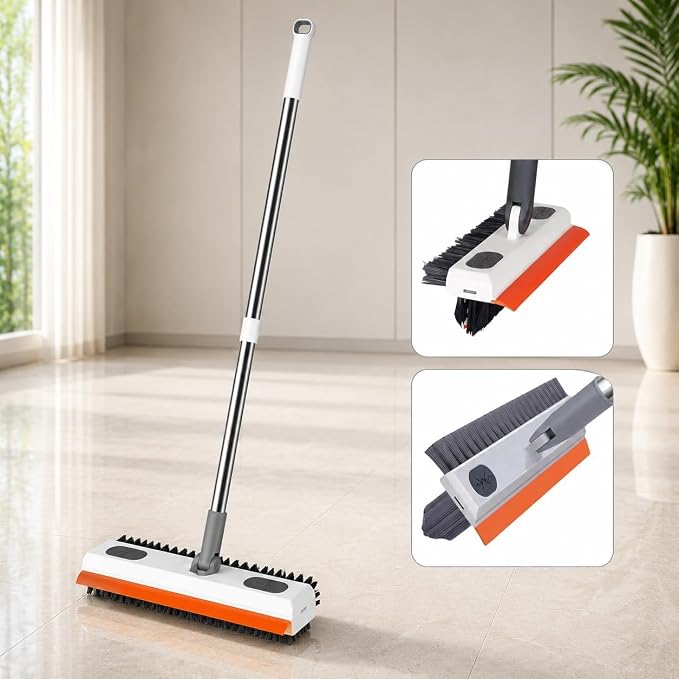 3 in 1 Bathroom Cleaning Brush with Wiper - Long Handle 180° Rotate Toilet Brush, Tiles Cleaning, Floor Scrub for Kitchen and Bathroom Accessories