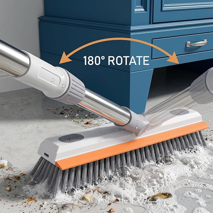 3 in 1 Bathroom Cleaning Brush with Wiper - Long Handle 180° Rotate Toilet Brush, Tiles Cleaning, Floor Scrub for Kitchen and Bathroom Accessories
