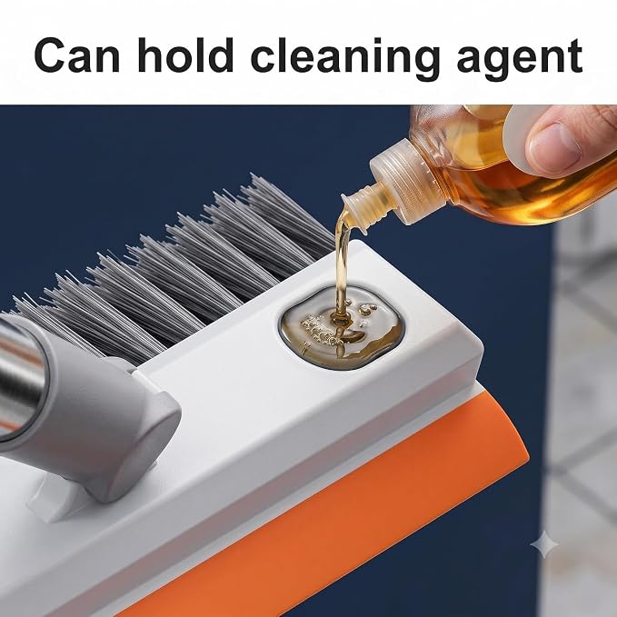 3 in 1 Bathroom Cleaning Brush with Wiper - Long Handle 180° Rotate Toilet Brush, Tiles Cleaning, Floor Scrub for Kitchen and Bathroom Accessories